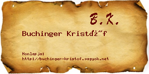 Buchinger Kristóf névjegykártya